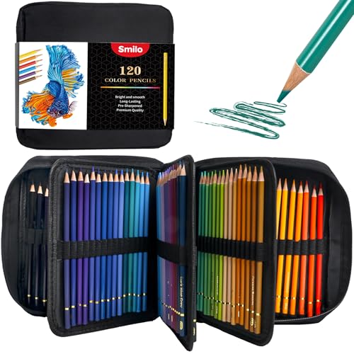 Smilo 120 Colored Pencils for Adults Coloring Books - Oil Based Artist Drawing Set with Break-Resistant Soft Cores, Professional Art Supplies for Sketching, Shading & Blending, Ideal Gift - style: 120 Color Pencils