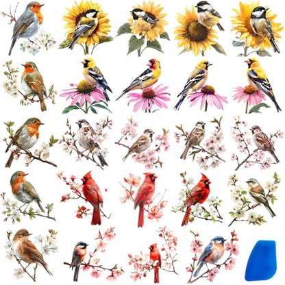 ZMRU 24 Sheets of Watercolor Style Rub on Transfers for Crafts - Perfect for Glass, Porcelain, Leather, Canvas, and Fabric Projects - IOD Transfers Included,3 * 3inch (Flowers Birds) - style: Flowers Birds