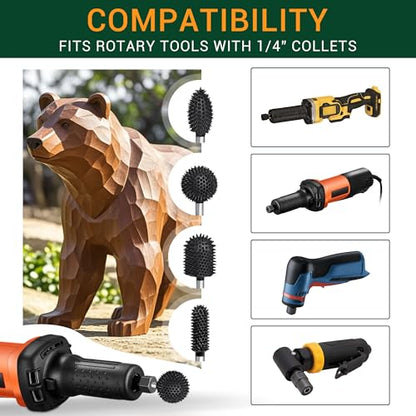 Extreme Coarse Sphere Rotary Burr, 1⁄4" Shaft, Ball Shape Rotary Rasp bit for Wood carving-fit Bosch,Foredom, DeWalt, Milwaukee Tools- Abrasive Tungsten Carbide Rasp Sphere, 1-1/4" Head Diameter