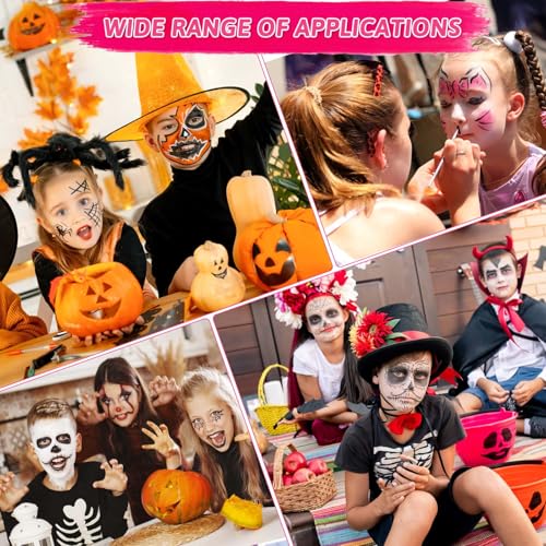 72PCS Face Painting Stencils Kit for Kids & Adults - Reusable Face Paint Templates with 10 Brushes, Makeup Sponge, Glitter Gems & Tattoo Stickers for Halloween, Christmas, Festival Party