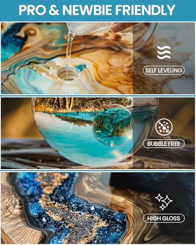 INCLY 6 Gallon Deep Pour Epoxy Resin Kit, 2 to 4 Inch Depth Deep Pour Resin, High Gloss & Bubbles Free for Art Craft River Table, Wood Filler, Bar Top, Coating, Casting, Self Leveling Epoxy Resin 2:1 - size: 6 GALLON