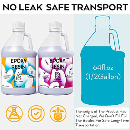 INCLY 1 Gallon Epoxy Resin Kit - Crystal Clear, Bubbles Free, UV Resistant, Food Safe for Coating & Casting, Table Top, Wood, Jewelry, Mica Pigment Powder, Art, Craft, 1:1 Ratio - size: 1 Gallon