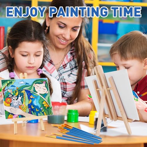 ESRICH 234 Pack Canvas with Easel Set 8 x 10 in Canvas Boards with 11.8 in Wooden Easels, Paint Brushes Canvas Panel Painting Kit for Acrylic Oil Watercolor Beginners Art Crafts Sip and Paint Party - style: 234PCS