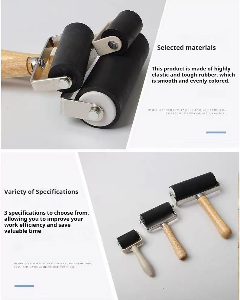 Rubber Brayer Roller for Crafting, Wood Glue Application, Gel Printing, Wallpaper, Border Sealing, and Flashing Tape ，Multipurpose and DIY Implement