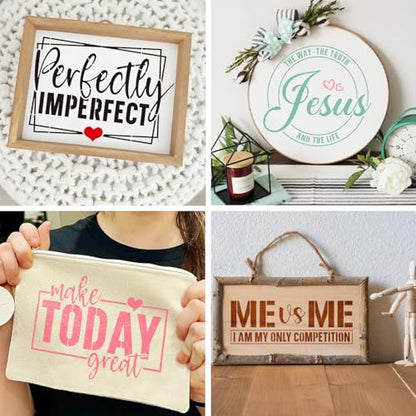 25Pcs Inspirational Word Stencils for Crafts Reusable Quotes Motivational Stencil Positive Drawing Faith Stencils for Painting on Wood Canvas Fabric (25 Words)
