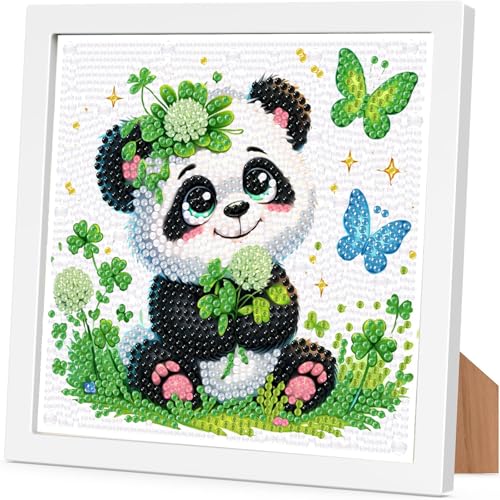 Arttoplus Panda Diamond Art Kits for Kids 4-6-8-12 with Frame-Animal Diamond Painting Kits for Kids with Frame,Panda Gem Art Kits for Kid for Gift Home Wall Decoration(7x7inch) - color: CC734-US