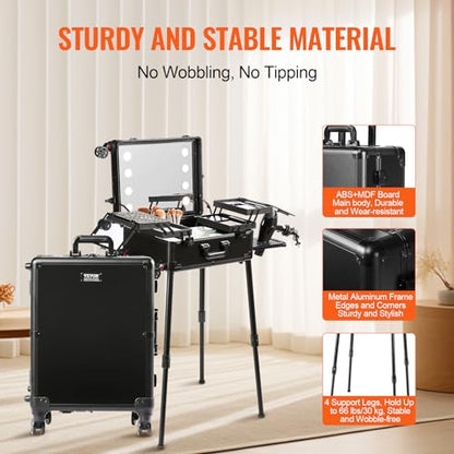VEVOR Makeup Train Case Professional Makeup Storage Organizer Box Make Up Carrier for Women and Girls - style: Makeup Case With Stand