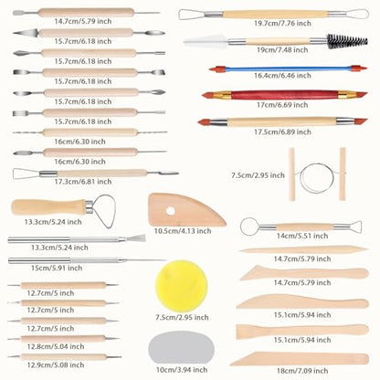 SHENOMAD 32PCS Clay Tools with Wire Sculpting Tools Pottery Modeling Ceramics Polymer Tools Set for Air Dry Clay Carving Molding Pottery Crafting Beginners