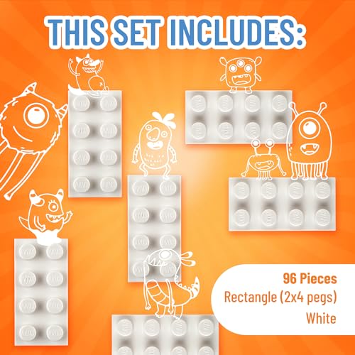 Strictly Briks Classic Bricks Starter Kit - Creative Building Blocks Set - Stackable White 2x4 Kids Blocks - Compatible with Major Brick Brands - 96 Pieces, White - color: White 2x4 - 96 Pieces