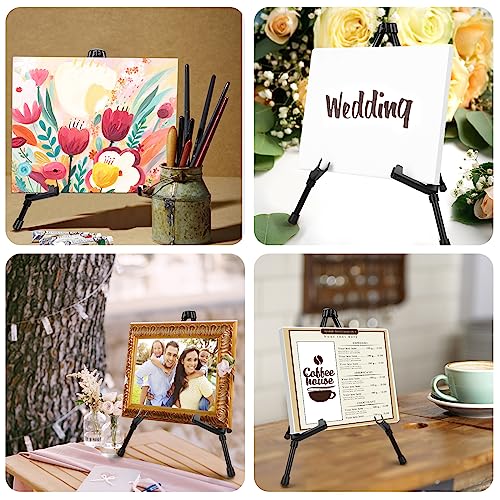 AROIC 12 Pack 14'' Tabletop Easels, Black Steel Table Top Easels for Display, Adjustable Portable Table Top Easel for Paintings, Signs, Posters,Frame Pictures(with 12 Bags) - style: 12P