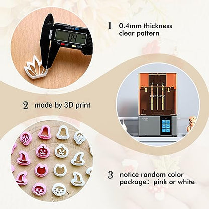 KEOKER Halloween Polymer Clay Cutters - 10 Shapes for Jewelry, Earrings, Pumpkin - Studs Included - color: Studs Clay Cutters