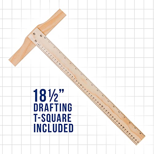 U.S. Art Supply Large 20-1/2" x 16" Wooden Drawing Board, Adjustable Table Top Easel for Painting and Drawing - Drafting Board with 5 Angles, T-Square, Pencil Ledge, Locking Storage Drawer