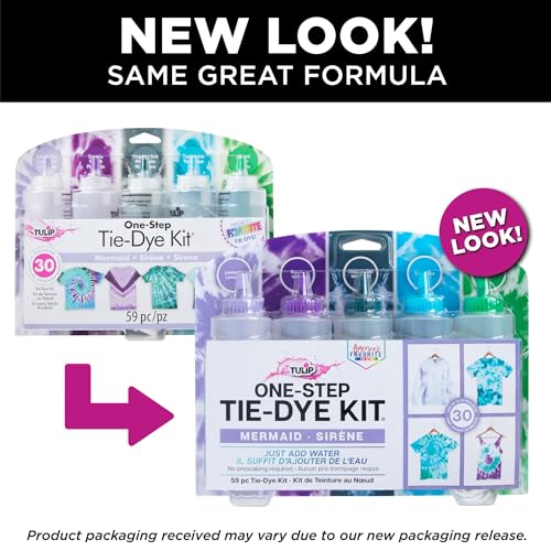 Tulip One-Step Tie-Dye Kit Mermaid, Party Activity, Permanent Fabric Dye, Vibrant Colors, Easy Clean-up, Makes 10 Bottles, Includes 5 Bonus Refill Packs, 8 Fun Techniques Included - color: Mermaid