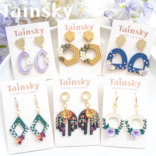 Tainsky Organic Shapes Clay Cutters for Polymer Clay Jewelry, 12 Shapes Basic Shapes Polymer Clay Cutters for Earrings - color: Basic-C