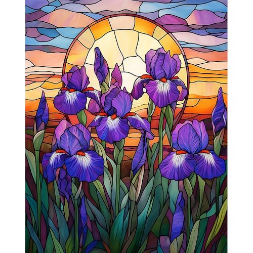 Natuyalo Paint by Number Kit for Adults Canvas, Purple Flowers Adult Paint by Number Kits on Canvas, Sunset Scenery Paint by Numbers Kits for Beginner Arts Crafts for Home Wall Decor (16x20 Inch) - color: PIC-04