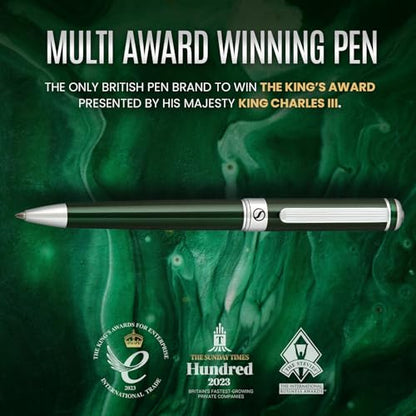 Scriveiner Green Ballpoint Pen - Stunning British Racing Green Luxury Pen, Chrome Finish, Schmidt Black Refill, Best Ball Pen Gift Set for Men & Women, Professional Executive Office, Nice Designer Pen - color: 4. British Racing Green with Chrome