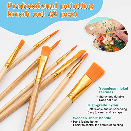 koseibal Acrylic Art Set with 24 Acrylic Paints, 8 DIY Wooden Stencils 5 Canvas Panels 8 Brushes, Table Easel, Etc, Painting Supplies Kit for Kids Students Artists and Beginner - color: 24 acrylic paints