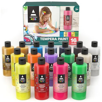 ARTEZA Acrylic Pouring Paint Set – 4 Aqua Tones, 4 Fluid Ounce Bottles, Pre-Mixed Acrylic Paint for Canvas, Wood, Paper, Glass and Art Projects