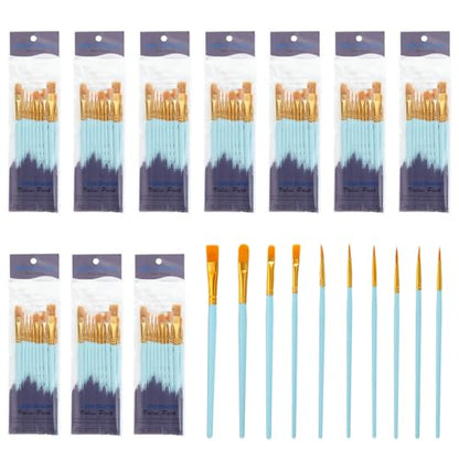 PATIKIL Paint Brushes Set, 100Pcs Acrylic Paint Brush Nylon Hair for Watercolor Oil Painting Miniature Detailing Rock Painting, Blue - color: Blue