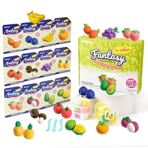 Both idea Air Dry Clay Kit, Food Theme | 12 Packs, Non-Toxic Kids Gift | School & Party: Perfect for classroom art activities, birthday party favors, creative family DIY, and holiday celebrations. - style: Nutrition Planet