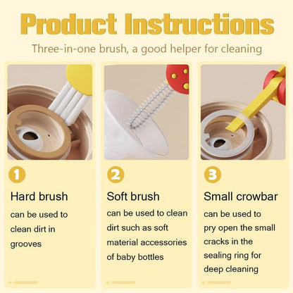 3 in 1 Cup Lid Cleaning Brush, 2024 New Crevice Cleaning Brush Set for Baby Bottle Gap Tight Spaces Cup, 3 in 1 Multifunctional Cleaning Brush Portable Cup Lid Cleaner with Brush(D) - color: D1