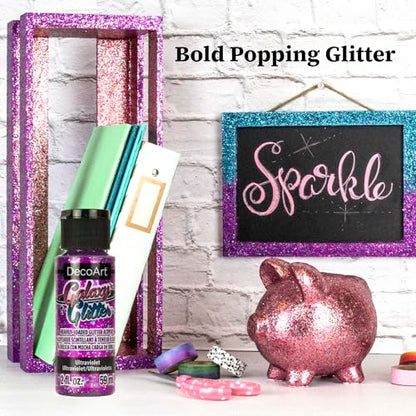 DecoArt Galaxy Glitter Acrylic Paint Set – 9 Bottles (2 fl oz) – Bright Multicolor Glitter Paints for Crafting, Art Projects & Creative DIY Crafts - color: Multicolor Glitter
