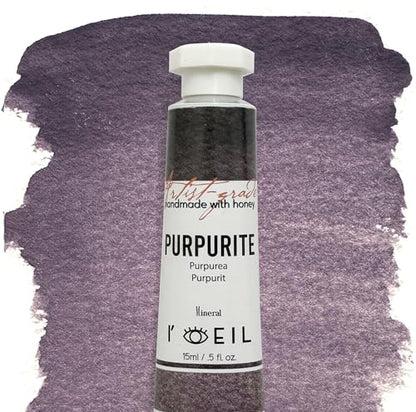 L'oeil (Genuine Minerals) Professional Artist Grade Extra Fine Handmade Watercolor 15ml Paint Tube, 0.5 Fl Oz, Natural Granulation, Rich Colour Luminosity, Lightfast Non-fading, Archival Quality (Purpurite) - color: Purpurite