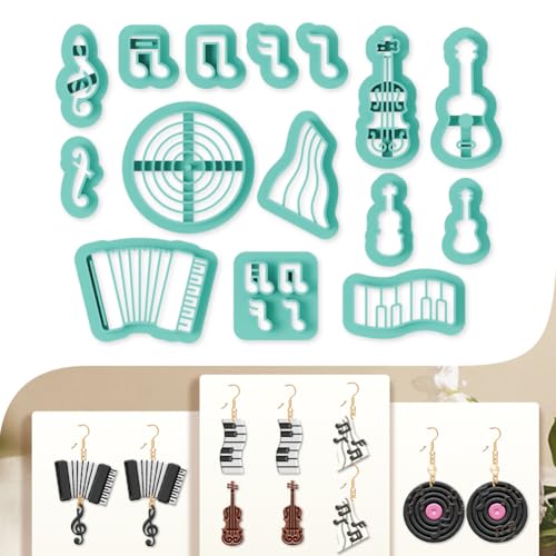15Pcs Music Polymer Clay Cutters Talismans Instruments Clay Earrings Cutters for Adults Polymer Jewelry Cutter for Earrings Making Birthday Party DIY Supplies - style: Music