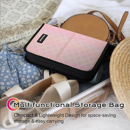 BYOOTIQUE Makeup Brush Holder Bag Foldable Cosmetic Case ForgetMeNot Pink Artist - color: ForgetMeNot Pink