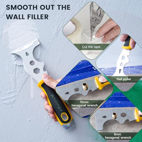 VOOMEY 12-in-1 Putty Knife, 2 Pack Paint Scraper Tool, Stainless Steel Metal Scraper for Spackle, Paint Removal, Drywall Repair, Wallpaper Removal & Home Renovation