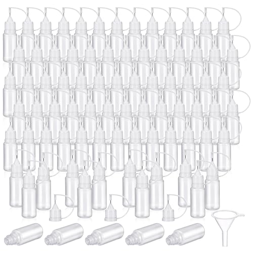 100 Pcs 0.34oz Narrow Tip Applicator Bottle Mini Needle Tip Glue Bottle Applicator Precision Translucent Glue for Alcohol Ink DIY Quilling Acrylic Painting