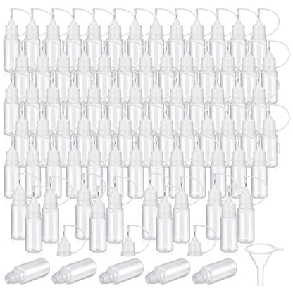 100 Pcs 0.34oz Narrow Tip Applicator Bottle Mini Needle Tip Glue Bottle Applicator Precision Translucent Glue for Alcohol Ink DIY Quilling Acrylic Painting