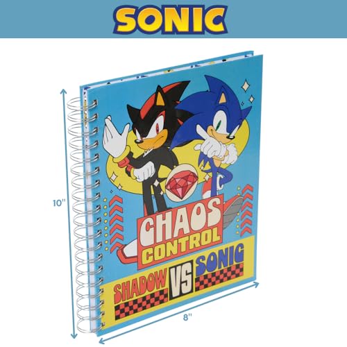 Sonic The Hedgehog Sketchbook for Kids with Washable Markers, 86 Blank Pages Spiral Bound, Sonic and Shadow - color: Sonic
