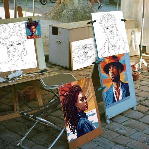 Dinifee 6 Pack Pre Drawn Canvas for Painting Pre Printed Canvas Kit 8 x 10 Inch Stretched Cotton Paint and Sip Set for Adults Couple Party Graduation Summer Date Night(Lover) - style: Lover