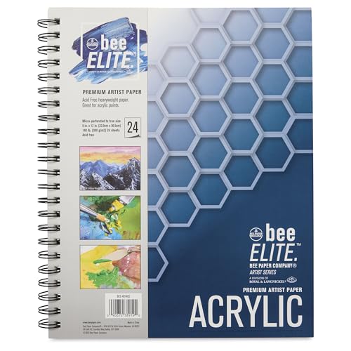 Bee Elite Spiralbound Acrylic Pad - 9" x 12", 140 lb, 24 Sheets