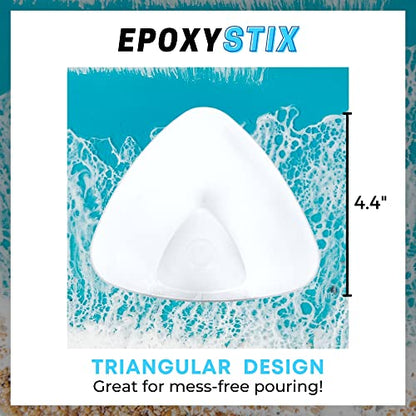 [Pack of 10 with Mixing Sticks] EpoxyStix 32oz Triangular Paint/Epoxy Mixing Cups - Includes 20 Large Mixing Sticks - Ideal For Mixing and Precise Pouring - Measurements in Ounces and Cubic Centimeter - size: Pack of 10 with Mixing Sticks