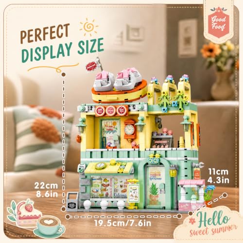 City Restaurant Building Set, Modular City Architecture Display Model Kit, Gifts for Adults (818 Pcs) - color: Mint