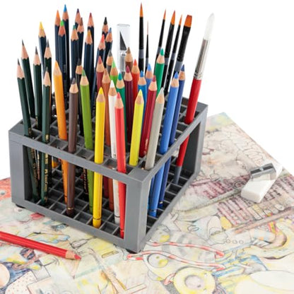 Creative Mark Brush Crate Multi Bin Paint Brush Organizer - Artist Paint & Makeup Brush Holder, Pens, Pencils, SmAll Tools Organizer - 96 Openings