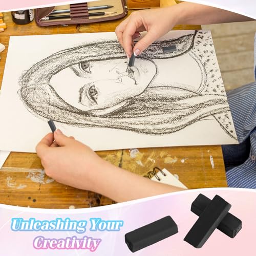 Watersay 24 Pcs Soft Pastel Drawing Chalk Set Square Sketch Chalk Non-toxic Artist Pastel Sticks for Professional Artists and Art Lovers(30 x 8 x 8 mm,Black Color) - color: Black Color