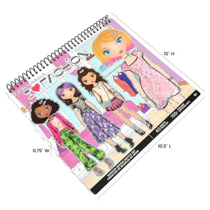 Fashion Angels I Love Fashion Sketch Portfolio, Includes Sketch Pad with Stencils & Stickers, Fashion Design Sketch Book for Girls, Ideal Drawing Kit for Kids - color: I Love Fashion