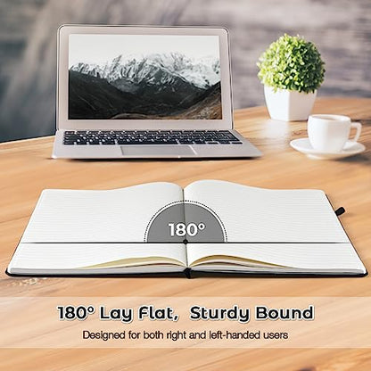 Blank Notebook, Hardcover Sketch Book, 8.5" x 11" Large Blank Journal, No Bleed Thick Paper Sketchbook for Drawing, Unlined Notebook Journal for Women Men School, A4 Leather Sketchbook Lay Flat, Black - color: Black