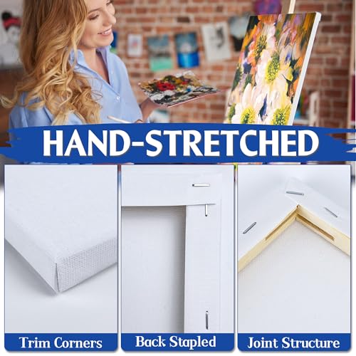 Halobios Professional Stretched Canvases for Painting with 8x8 Inch, 20 Packs Blank Painting Canvas for Acrylics,Oils & Other Painting Media, 5/8 Inch Profile 100% Cotton Artist Framed Canvas - size: 20 Pack - 8×8IN