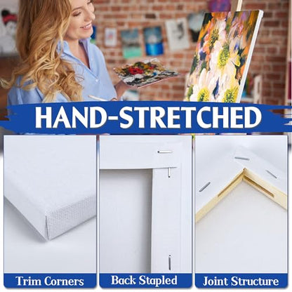 Halobios Stretched Canvases for Painting, 8 Packs 9X12 Inch Canvases for Acrylics,Oils & Other Painting Media, 5/8 Inch Profile 100% Cotton Primed Artist Framed Canvas - size: 8 Pack - 9×12IN
