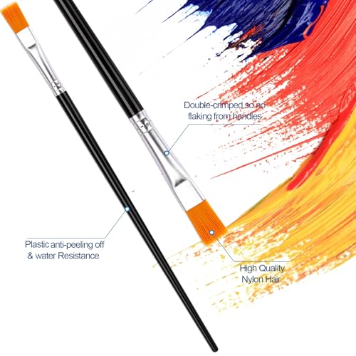30Pcs Paint Brushes for Acrylics Painting Kids Paintbrushes Flat Nylon Hair Crafts Brush Small Oil Watercolors Artist Supplies Bulk for Children and Adult, Black - color: Black