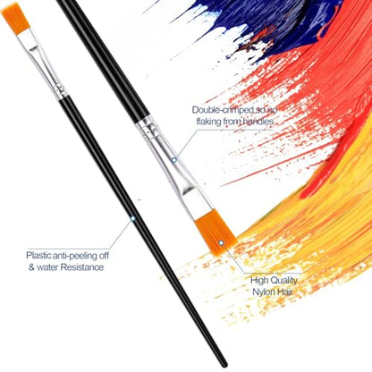 30Pcs Paint Brushes for Acrylics Painting Kids Paintbrushes Flat Nylon Hair Crafts Brush Small Oil Watercolors Artist Supplies Bulk for Children and Adult, Black - color: Black