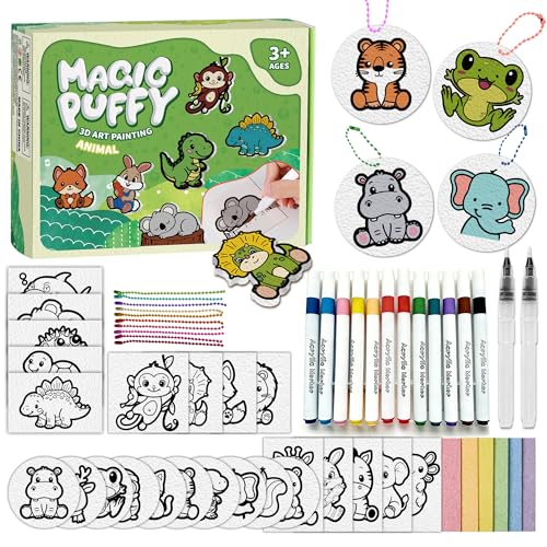Magic Foam Texture Painting Kit, 3D Drawing Art Set,54pcs Arts and Crafts for Kits 3-10 Ideal Gifts for Boys and Girls,Aqua (Animal) - color: Animal