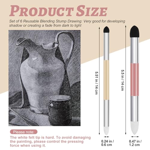 Kosiz 6 Pcs Blending Sponge Pen Double Headed Rub and Buff Washable Sketch Rubbing Sponge Brush Wipe Reusable Blending Stump Drawing Art Blenders for Artist Highlight Shadow Detail Tool (Morandi) - color: Morandi