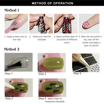 Reusable Nail Stencils for Nail Art - 144 Pieces with 72 Unique Designs, DIY French Tip Guides & Manicure Decals for Professional Salon-Quality Results at Home