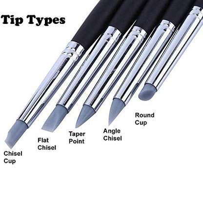 5-PACK Silicone Brush Pens,Paint Brush Set,Clay Sculpting Tools for Shaping Modeling Smoothing Pottery Decorating Pastel Blending Masking Fluid Nail Art Work
