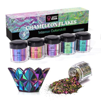 LET'S RESIN Chameleon Flakes, Resin Supplies -Intense Color Shift Pigment Powder for Resin Molds/Tumblers, Chrome Powder Pigment for Christmas Nail Art/Paint/Soap Making - color: Intense Chameleon Flake